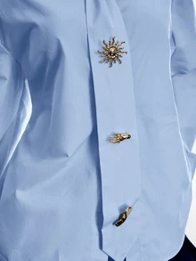 LYSMO Women's Solid Color Casual Versatile Daily Long Sleeve Shirt - Baby Blue - View 6