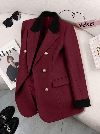 GlowEve CURVE Plus Size Women's Daily Commute Patchwork Colorblock Blazer
