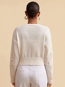 Travachic Women's Long Sleeve Single-Breasted Fashion Elegant Romantic Cardigan , White,Versatile Outerwear, Suitable For Commuting, Daily, Casual, Outing - Blue - View 2