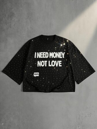 Street Life Men's Plus Size Letter Print Casual Daily T-Shirt