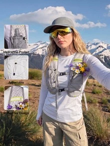 WanderVale Buckle Honeycomb Breathable Mesh Outdoor Vest Jacket - Grey - View 1