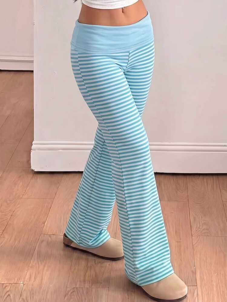 Tween Girl Street Style Striped Colorblock Long Pants For Daily Wear - White - View 1