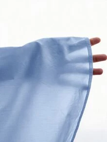 LYSMO Women's Solid Color Casual Versatile Daily Long Sleeve Shirt - Baby Blue - View 4