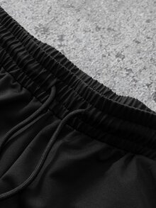 Ironwick Men's Drawstring Waist Coconut Tree Pattern Casual Daily Travel Sports Long Pants - Black - View 3