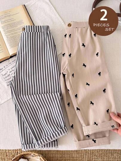 SHEIN Pantalones para niños pequeños 2 piezas