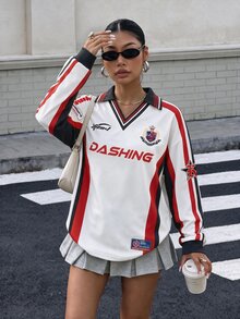 Muchica 女款 Polo 領長袖寬鬆休閒衛衣，厚實面料，適合秋冬穿著 - 彩色 - 查看 6