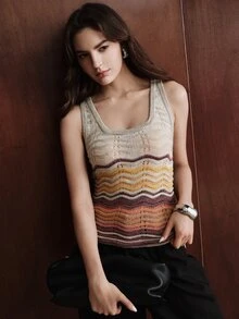 Anewsta Women's Colorblock Striped Knit Tank Top, Premium Versatile Slim Fit Base Layer - Multicolor - View 1