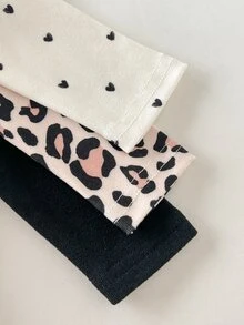 SHEIN 女嬰長袖小立領休閒上衣（愛心/豹紋印花與素色）（3件組） - 彩色 - 查看 6
