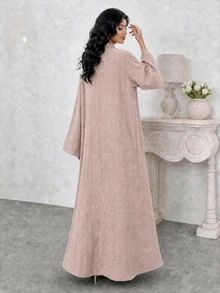 Yasmyna Women's Full-Length Floral Decor Casual Elegant Loose Comfortable Party Robe - Pink - View 2