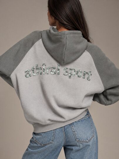 Athîral Sudadera holgada de mujer de felpa con estampado de letras y camuflaje en la espalda, estilo casual