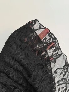 Attitoon Women's Casual Ultra Low Waist Lace Mini Skirt, Vintage, Y2K Style - Black - View 3