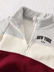 Cozy Pixies Baby Boy Striped Colorblock Long Sleeve Sweatshirt And Jogger Pants Set - Multicolor - View 6
