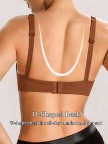 NudeFit 1pc Women's Smooth Seamless Underwire Bra, Soft Comfortable Support, Everyday Basic Lingerie For Work, Casual Wear, Fall & Winter - Brown - View 2