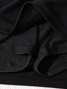 SHEIN 少女黑色腰部摺疊裙附內建內搭褲 - 黑色 - 查看 3