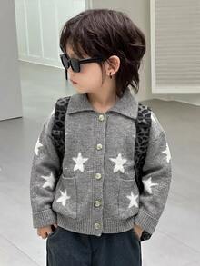 Dazy Kids Young Boy Star Pattern Casual Everyday Long Sleeve Sweater Fall - Grey - View 3