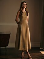 MOTF WOMEN'S SOLID COLOR PLEATED CASUAL PARTY DRESS