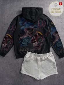 Attitoon 女款休閒寬鬆連帽衛衣，Y2K風格，復古，女款秋冬服飾 - 彩色 - 查看 4