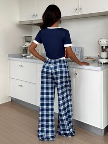 ZzzCrew Women's Casual Plaid Print Pajama Set - Multicolor - View 2