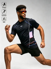 GymBeat 男士拼色休閒百搭日常旅行運動T恤 - 彩色 - 查看 3