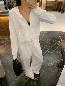 DAZY Women's Hooded Sweatshirt And Loose Pants Casual 2 Pieces Set - White - View 6