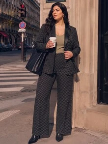 Juhart Spring/Autumn Old Money Plaid Brown Vintage Elegant Lady Commute Casual Outdoor Multi-Occasion Plus Size Blazer Jacket - Brown - View 4