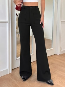 GalTyme Plus Size Fashion Versatile Button Pocket Flared Pants - Multicolor - View 4
