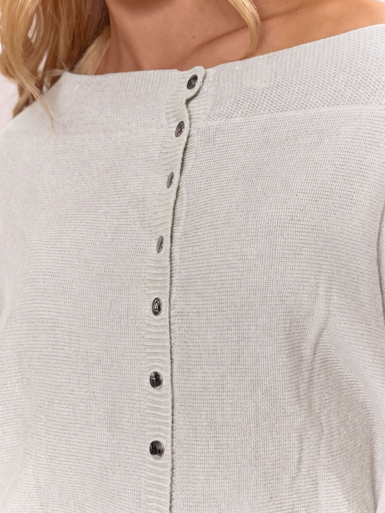 MUSERA Boat Neck Baggy Batwing Popper Front Cardigan Cute Classy Sexy Streetwear Night Out Evening Party Elegant Winter Spring Sweater Spring - Light Grey - View 4