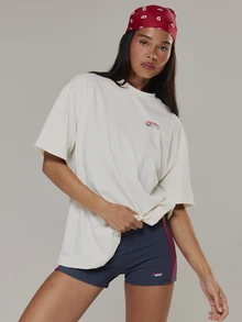 Musera Sport Graphic Logo Printed Back Oversized Crewneck Shortsleeve Tee Active Outdoors Workout Gym Terra Peak - White - View 2