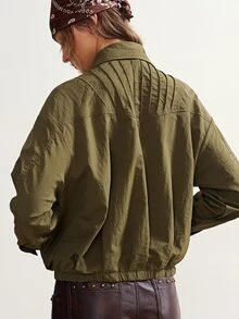 Bohemela Women's Casual Zip-Up Long Sleeve Jacket, Versatile For Everyday Wear - Army Green - View 2