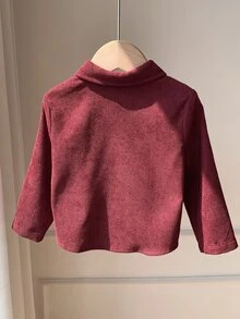SHEIN Baby Boy Solid Color Versatile Comfortable Collared Long Sleeve Button-Up Shirt - Burgundy - View 2