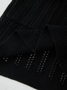 Rusticease Plus Size Women Solid Color V-Neck Casual Daily Knit Vest - Black - View 5