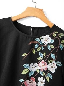 Velvienne Plus Size Vintage Floral Print Shirt For Vacation, Office And Travel - Black - View 7