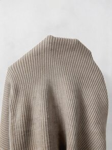 SHEIN New Chinese Style Stand Collar Ribbed Knit Top With Traditional Frog Buttons - Camel - View 7