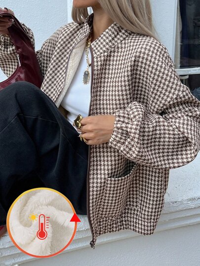 SHEIN Jaket Pendek Lengan Panjang Motif Polkadot Hitam Putih Gaya Y2K untuk Anak Perempuan, Cocok untuk Pakaian Kembali ke Sekolah.