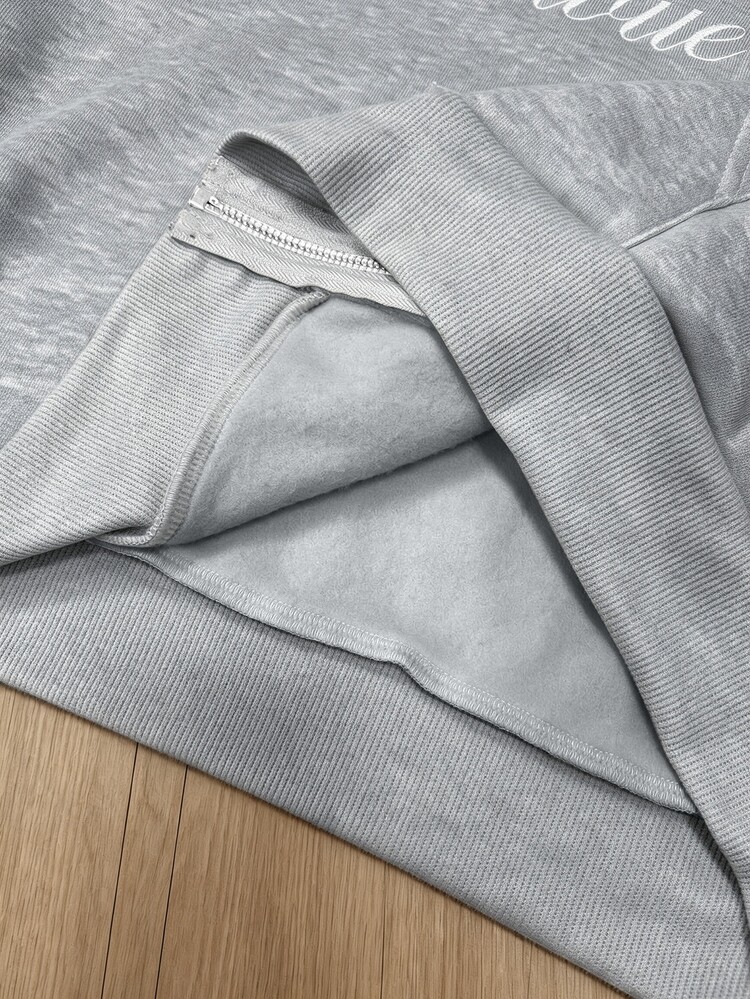 TOKVUE Men's Zip-Up Hooded Sweatshirt, National Flag Badge Letter & Number Embroidery Craft, Loose Fit, Autumn/Winter Sweatshirt Fabric, Loose Fit, American Street Casual Sweatshirt, Suitable For Outings, Commuting, Street Photography, College, Travel, Daily Wear, Etc. - Grey - View 3