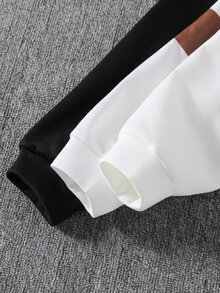 SHEIN 6件組買3送3兒童青少年男孩休閒百搭條紋拼接連帽衛衣與慢跑褲套裝，抓絨內裡加厚，適合秋冬、學校、家庭聚會、開學季、運動，秋季穿搭，冬季穿搭 - 彩色 - 查看 8