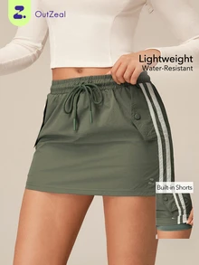 OutZeal Women Outdoor Skirt Workout Gym Water-Resistant Lightweight Drawstring Waist Summer Outdoor Bottom - Army Green - View 1