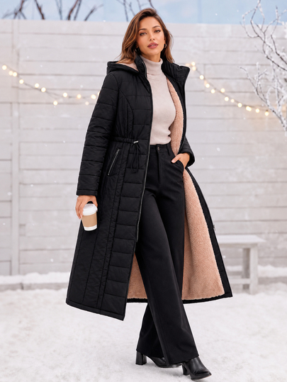 Editum Abrigo acolchado de mujer de color liso con forro térmico, casual y versátil para invierno, viajes, uso diario, salidas, discoteca, otoño/invierno, Navidad, festival, Acción de Gracias