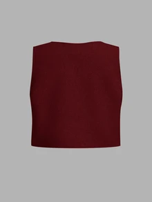 SHEIN 小男孩三件套西裝：卡其色背心、鬆緊腰長褲、領結與長袖襯衫，紳士風，適合春夏/秋冬 - 酒紅色 - 查看 7