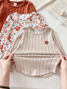 LMoss Kids 女嬰針織素色花卉圓領T恤與長褲6件套 - 彩色 - 查看 4