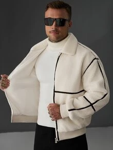 Manfinity CasualCool Men's Long Sleeve Zip-Up Casual Jacket - Beige - View 6