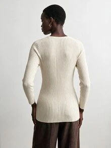 Aalyst Spring/Autumn Elegant V-Neck Sleeveless Button-Front Fitted Cardigan Top For Women - White - View 2