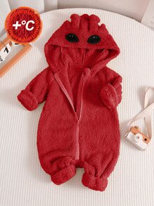 SHEIN Baby Boy Cartoon Pattern Casual Daily Long Sleeve Winter Jumpsuit - Red - View 6