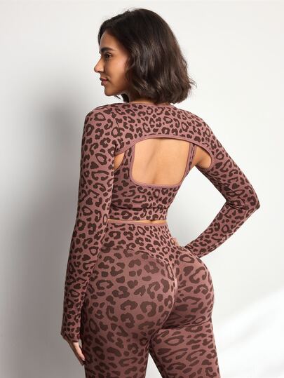 Easithlete Easithlete Conjunto deportivo sin costuras para mujer, leggings de yoga, conjunto deportivo con estampado de leopardo para deportes al aire libre, conjunto deportivo de 3 piezas, conjunto deportivo casual con ajuste ceñido que levanta glúteos y ciñe la cintura