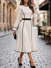 Balvessa Fall Clothes FOR WomenWomen Midi Dresses - Multicolor - View 8