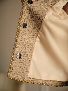 MOTF PREMIUM WOMEN'S SEQUIN FASHION VERSATILE DAILY WEAR LONG SLEEVE JACKET - Apricot - View 8