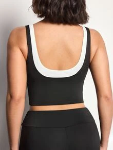 Easithlete Easithlete Women's 2 In 1 Fitted Cropped Sports Tank Top - Black and White - View 3