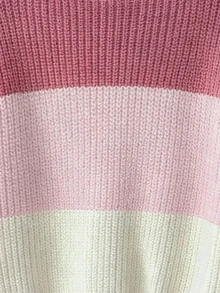 SHEIN 青少年女孩條紋拼色長袖針織衫，適合秋冬穿著 - 彩色 - 查看 5