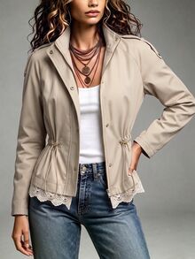 LUMIGAL Winter Women's Woven Casual Summer Coat For Commuting - Apricot - View 3