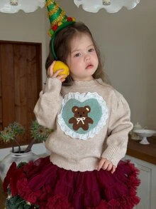 DAZY Infant/Toddler (Girl) Round Neck Cartoon Casual Long Sleeve Autumn/Winter Sweater - Apricot - View 6